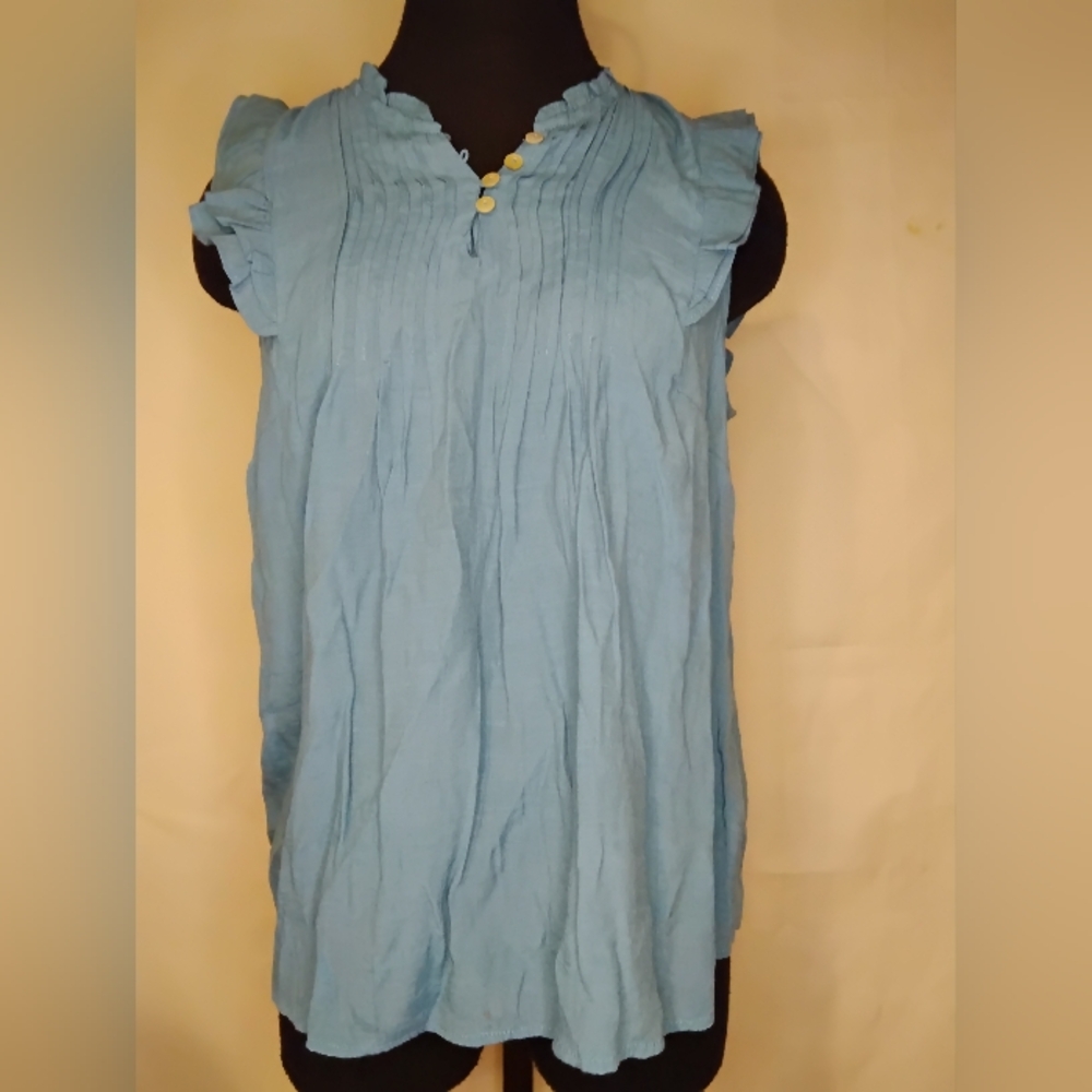 Nanette Lepore Blue Ruffle Sleeve Blouse